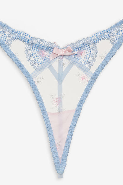 For Love and Lemons - Dainty Doily Thong Panty - Blue