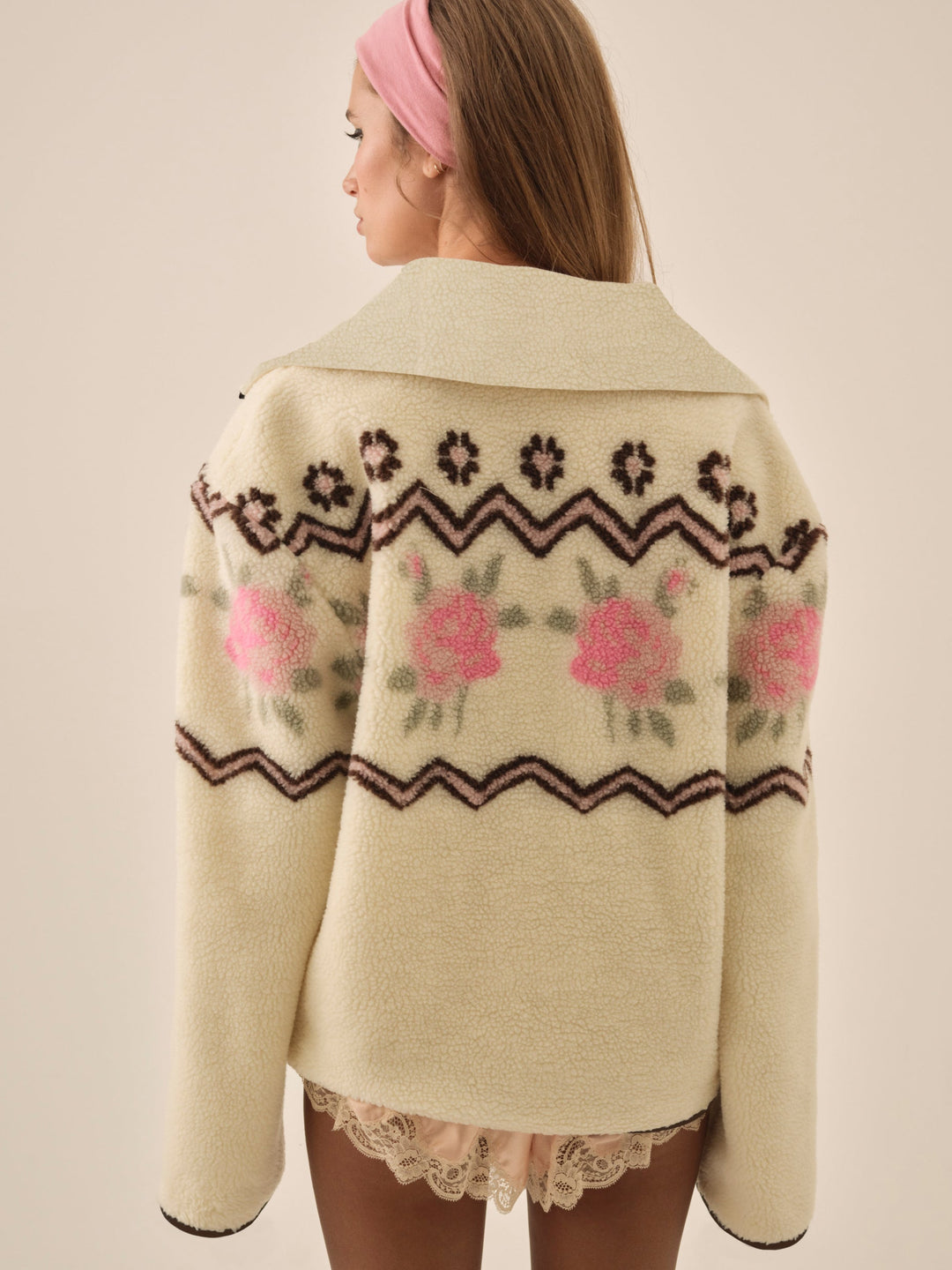 For Love and Lemons - Posey Sherpa Pullover - White