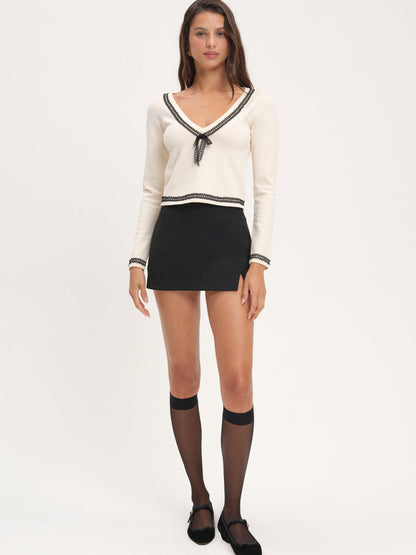 For Love and Lemons - Greta Long Sleeve Knit Top - Cream
