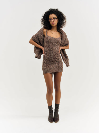 For Love and Lemons - Nathalie Knit Mini Dress - Brown
