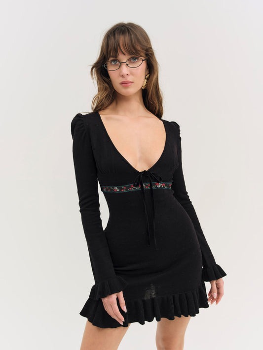 For Love and Lemons - Naomi Knit Mini Dress - Black
