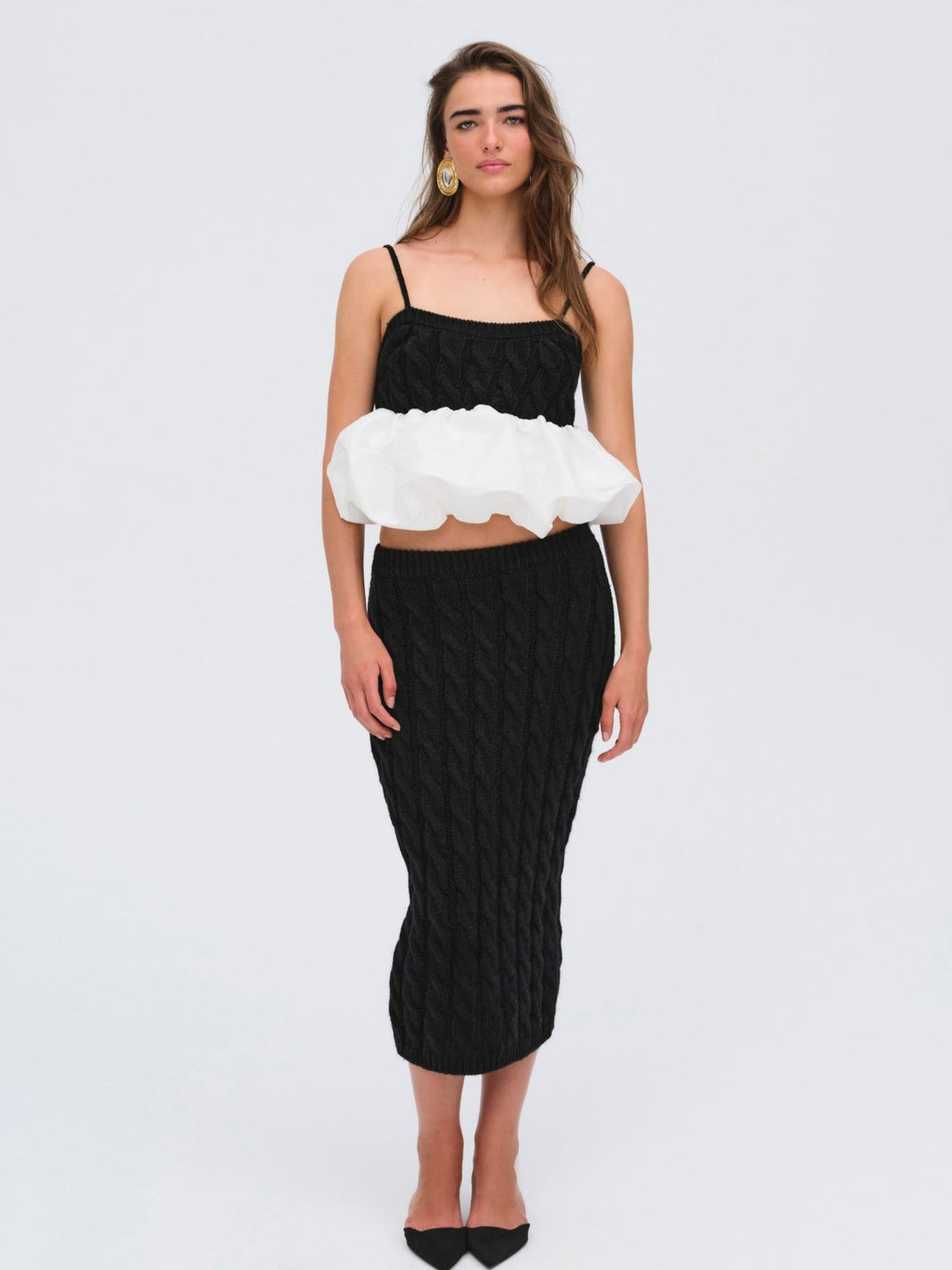 For Love and Lemons - Lise Knit Midi Skirt - Black
