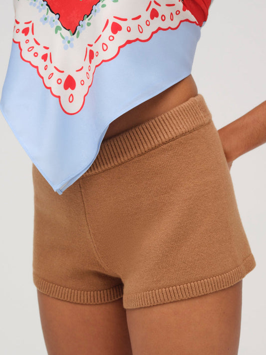 For Love and Lemons - Ellie Knit Short - CAMEL