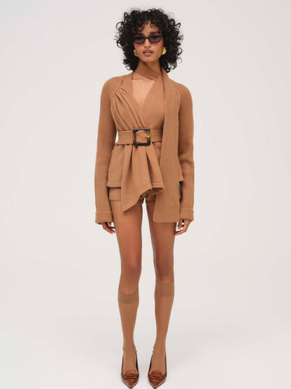 For Love and Lemons - Ellie Knit Short - CAMEL