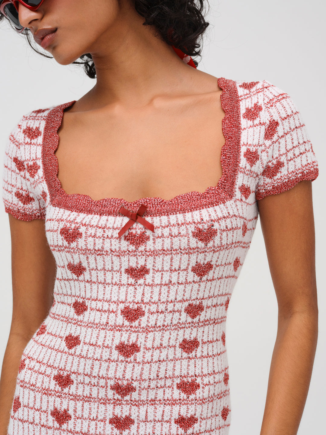 For Love and Lemons - Candy Heart Knit Mini Dress - Cream