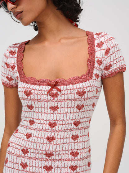 For Love and Lemons - Candy Heart Knit Mini Dress - Cream