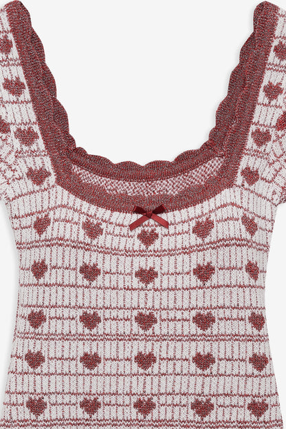 For Love and Lemons - Candy Heart Knit Mini Dress - Cream