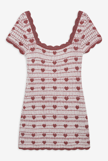 For Love and Lemons - Candy Heart Knit Mini Dress - Cream
