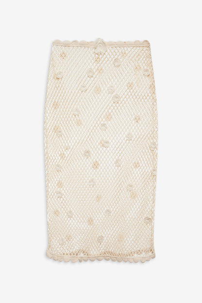 For Love and Lemons - Betty Bouquet Knit Midi Skirt - Cream