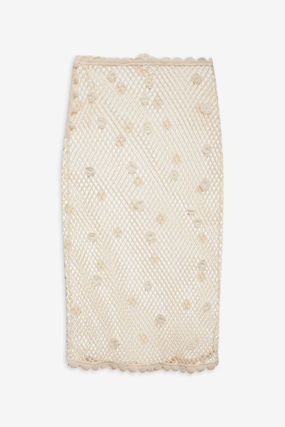 For Love and Lemons - Betty Bouquet Knit Midi Skirt - Cream