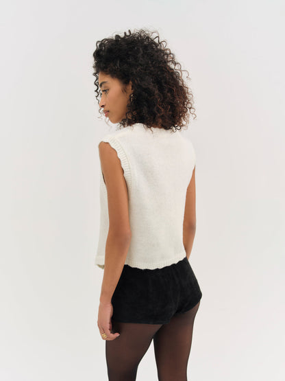 For Love and Lemons - Molly Embroidered Sweater Vest - Cream