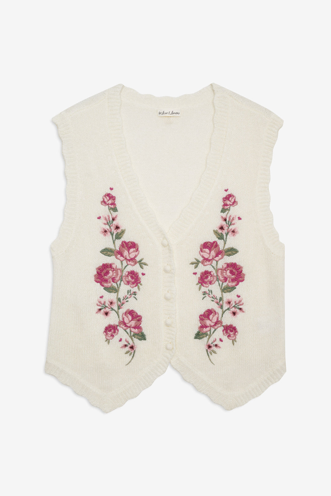 For Love and Lemons - Molly Embroidered Sweater Vest - Cream