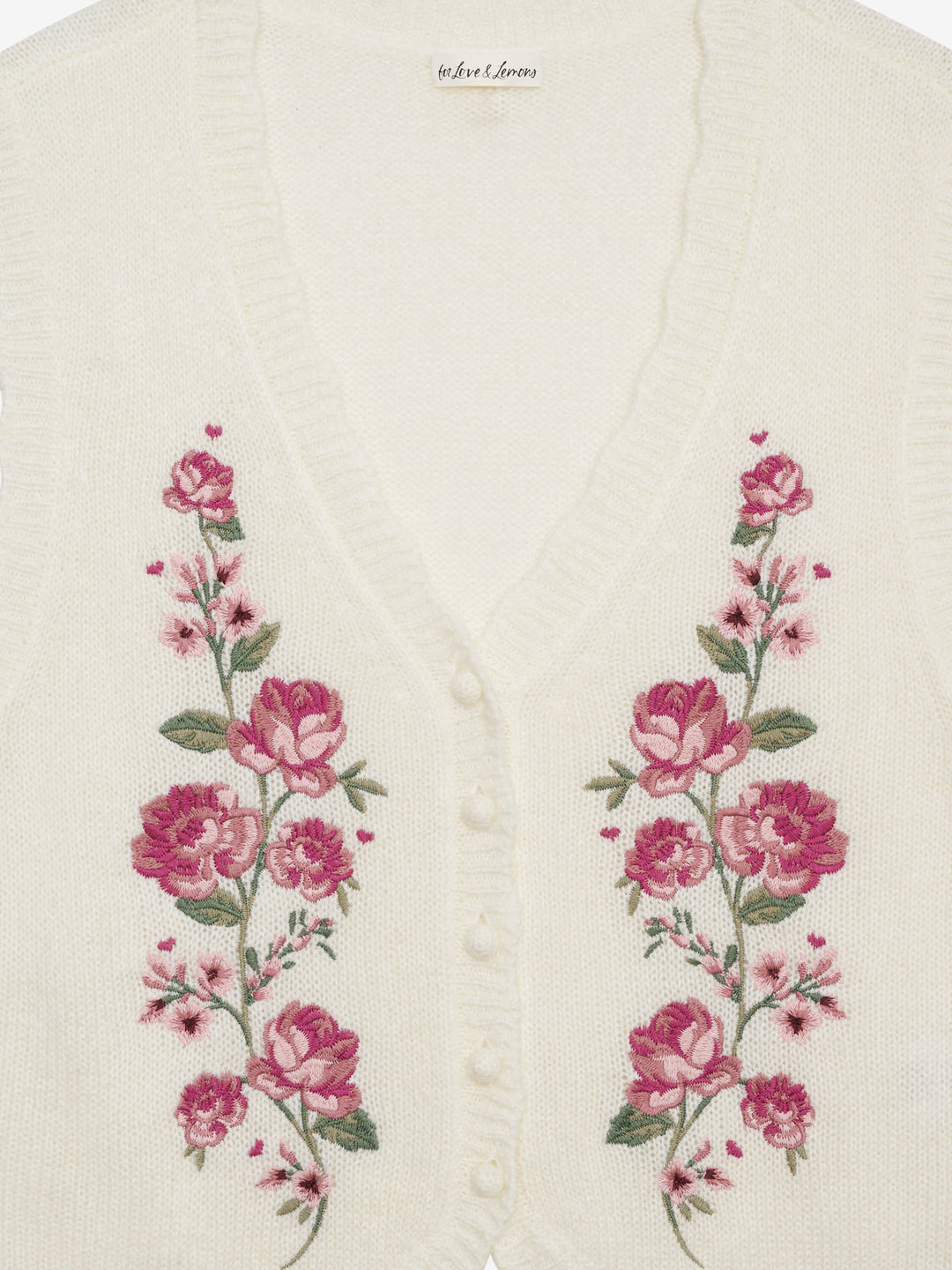 For Love and Lemons - Molly Embroidered Sweater Vest - Cream