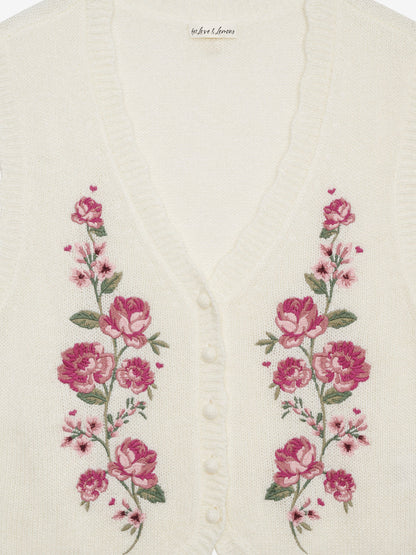 For Love and Lemons - Molly Embroidered Sweater Vest - Cream
