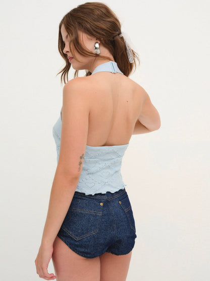 For Love and Lemons - Coco Knit Tank - Baby Blue