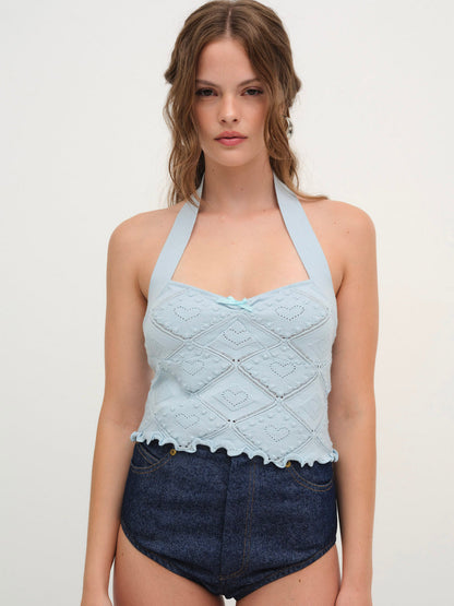 For Love and Lemons - Coco Knit Tank - Baby Blue