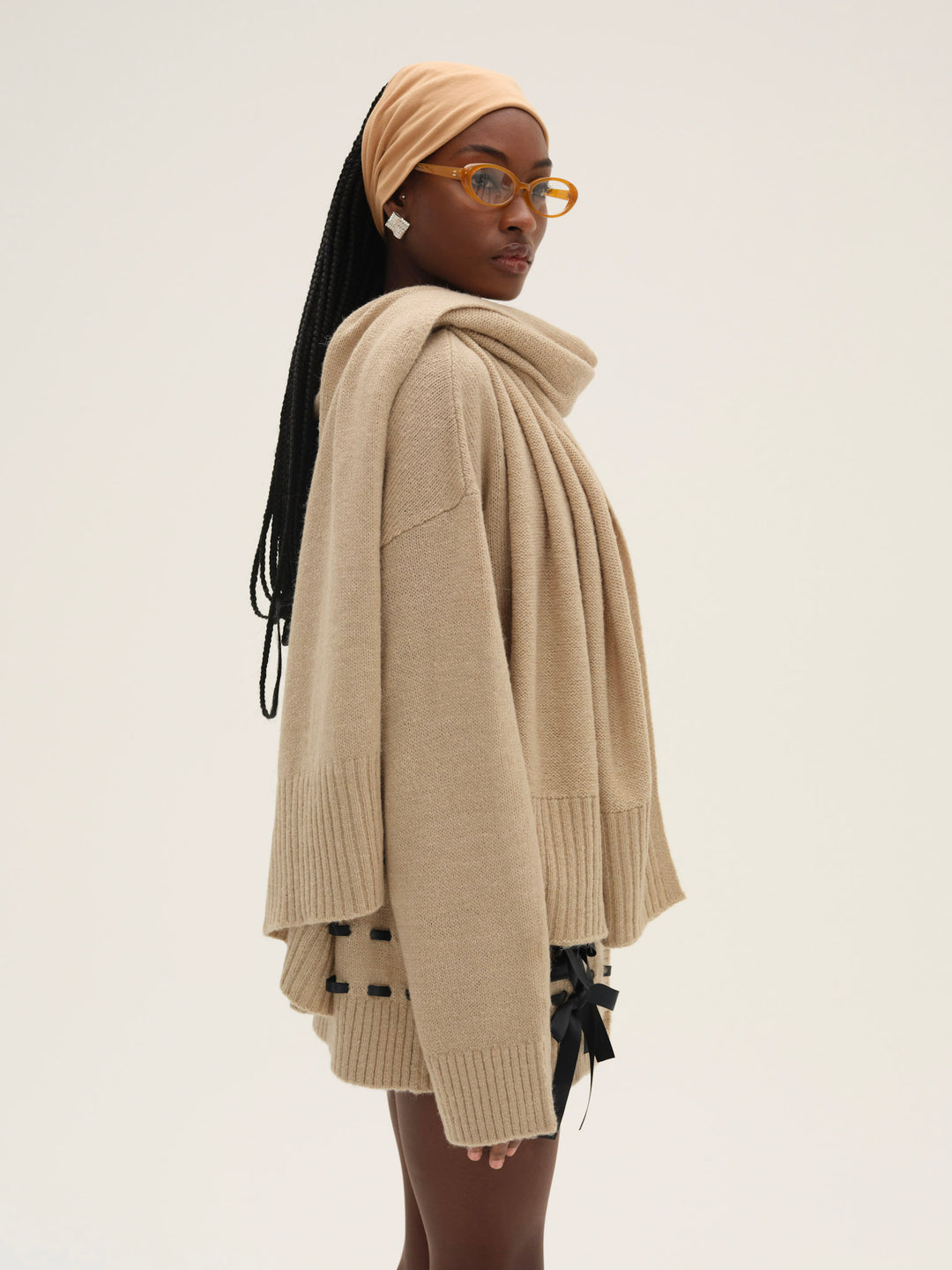 For Love and Lemons - Solana Cardigan with Scarf - Tan