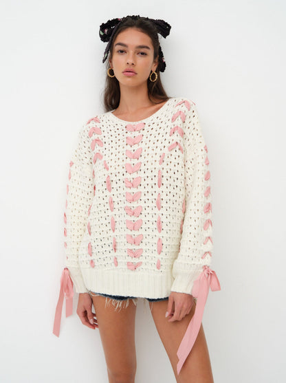 For Love and Lemons - Laurel Oversized Sweater - White