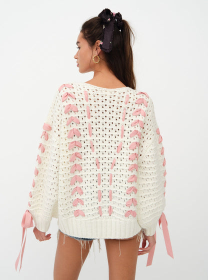 For Love and Lemons - Laurel Oversized Sweater - White