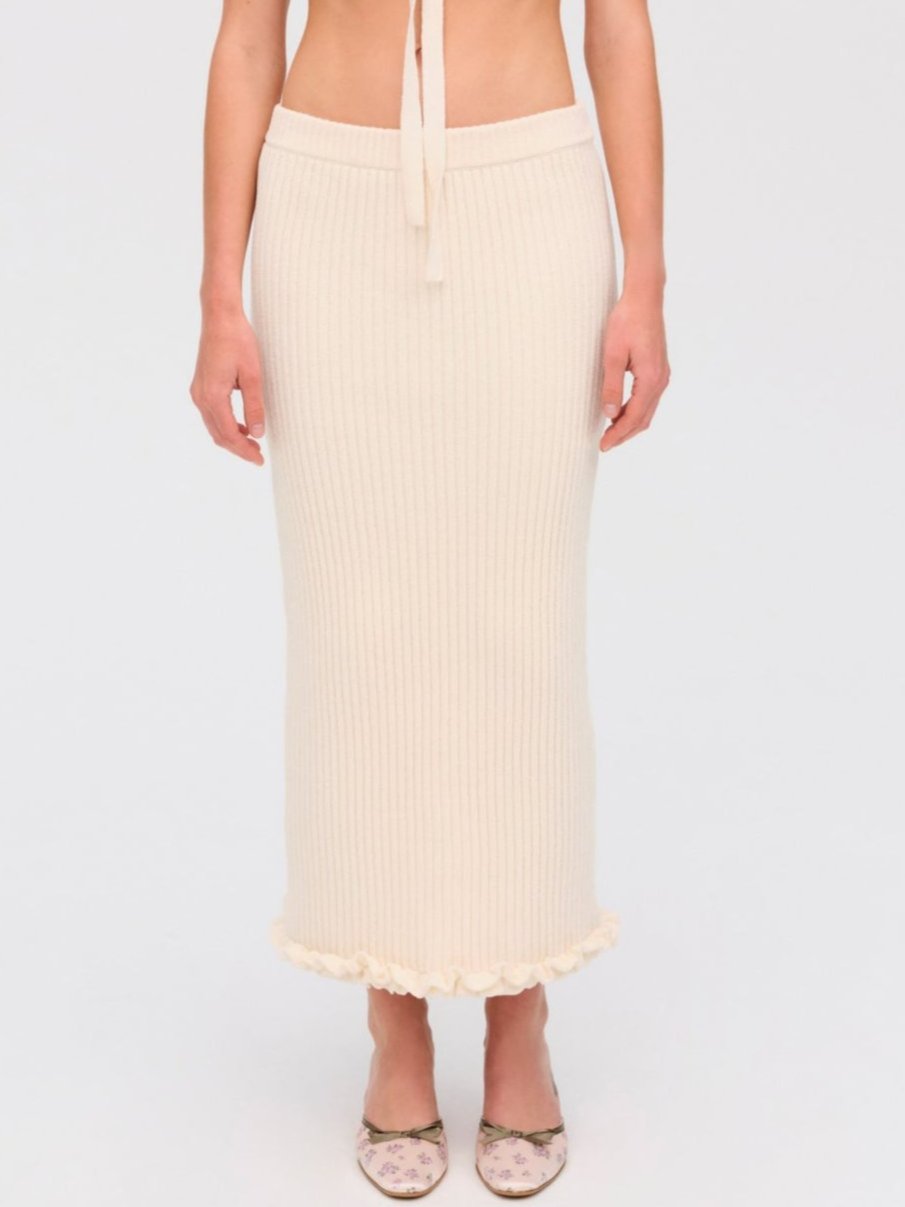 For Love and Lemons - Rey Knit Midi Skirt - Cream