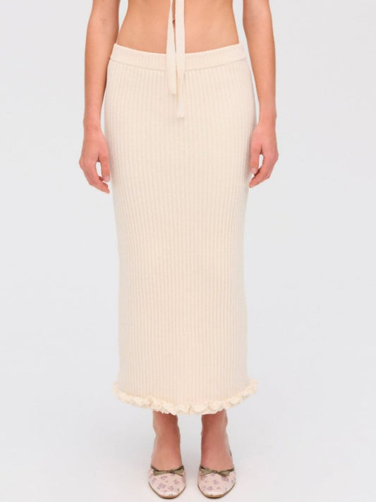 For Love and Lemons - Rey Knit Midi Skirt - Cream