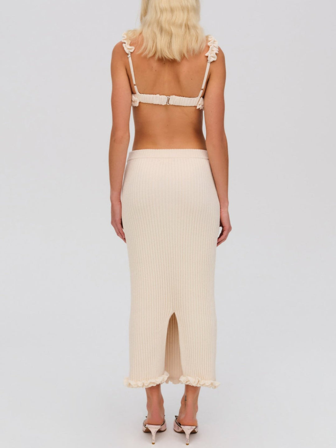 For Love and Lemons - Rey Knit Midi Skirt - Cream