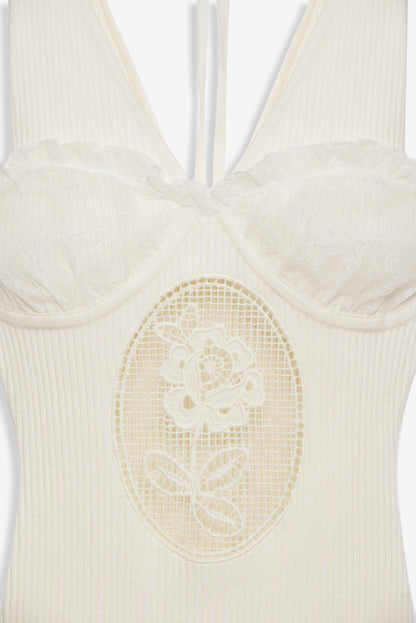 For Love and Lemons - Lyon Knit Mini Dress - White