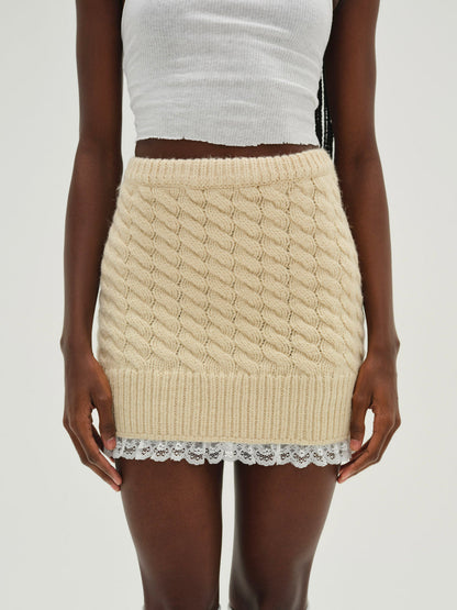 For Love and Lemons - Milana Knit Mini Skirt - Cream