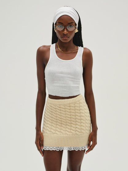 For Love and Lemons - Milana Knit Mini Skirt - Cream