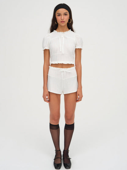 For Love and Lemons - Allison Pointelle Short - White