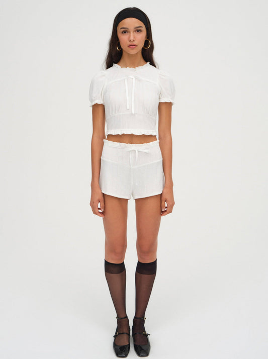 For Love and Lemons - Allison Pointelle Short - White