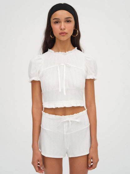 For Love and Lemons - Allison Pointelle Short - White