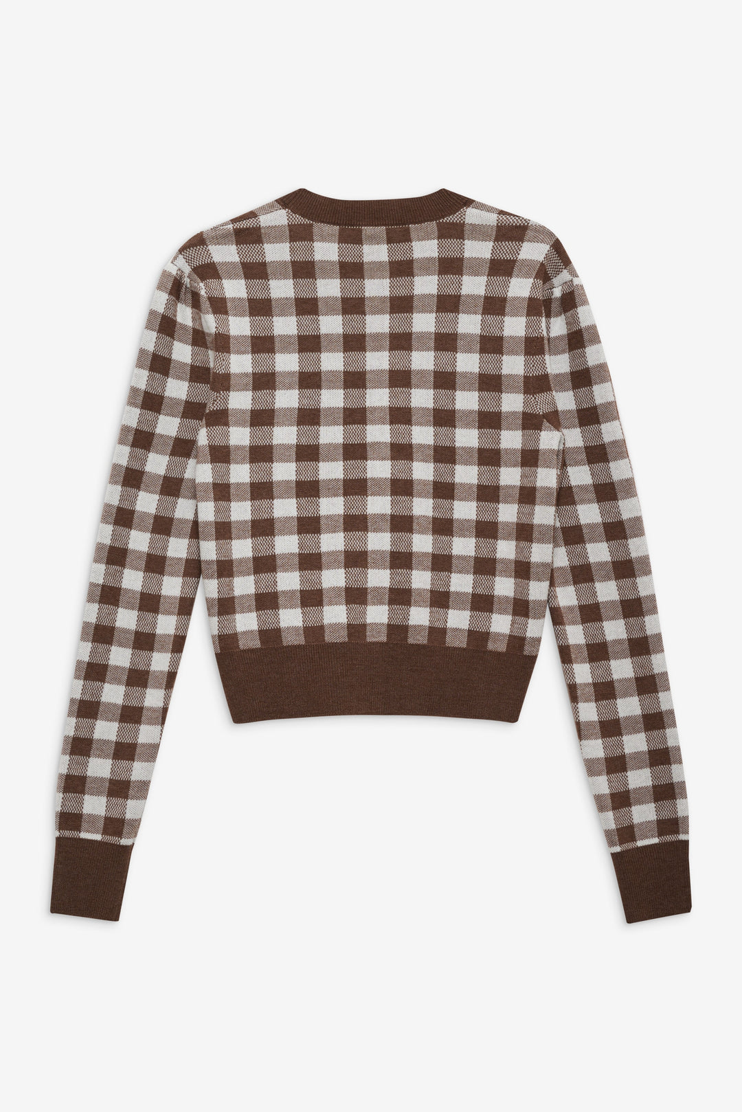 For Love and Lemons - Gingham Knit Cardigan - Brown