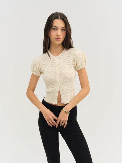 For Love and Lemons - Maritime Knit Cardigan & Scarf - Cream