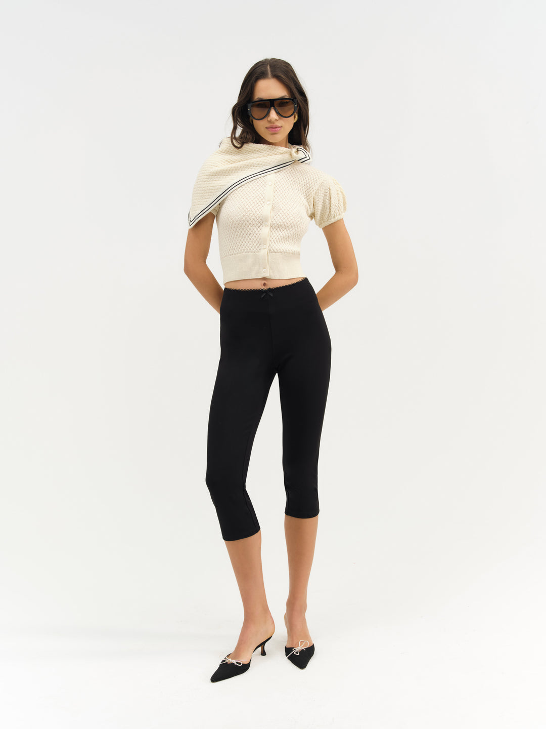 For Love and Lemons - Maritime Knit Cardigan & Scarf - Cream