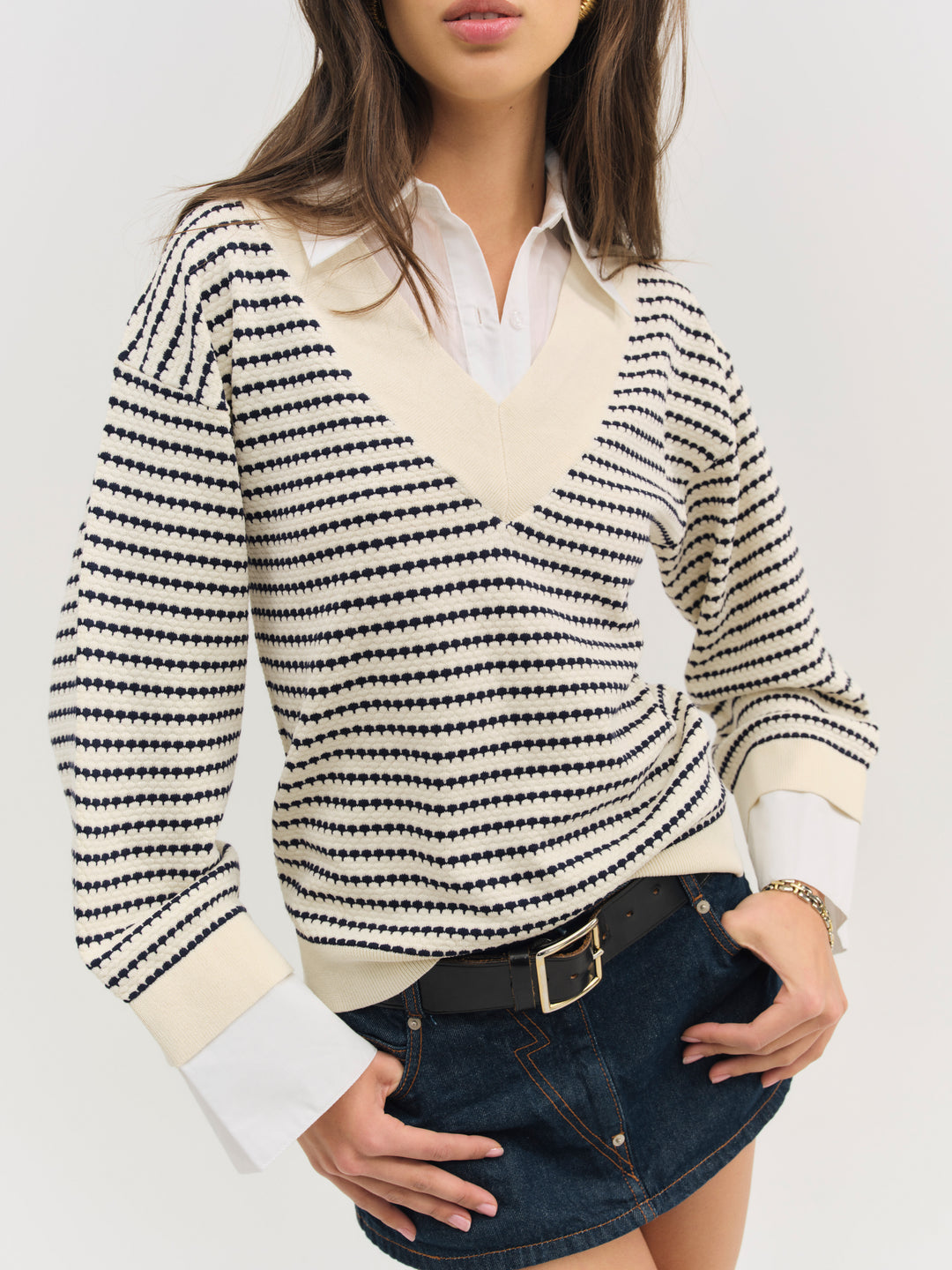 For Love and Lemons - Regatta Stripe Knit Sweater - Cream