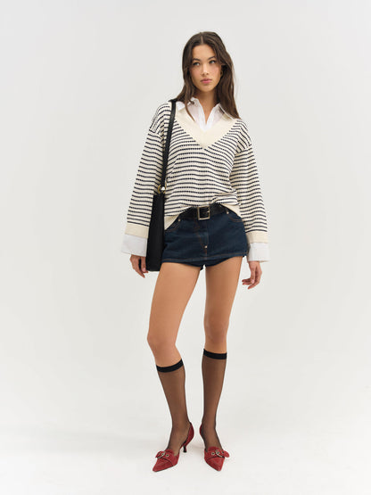 For Love and Lemons - Regatta Stripe Knit Sweater - Cream