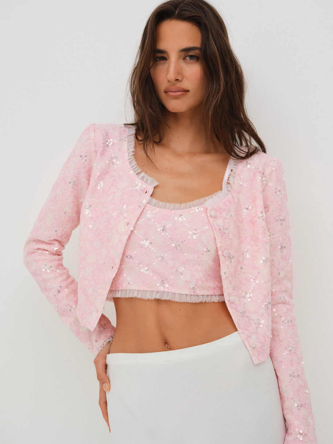 For Love and Lemons - Isabeau Cardigan - Pink