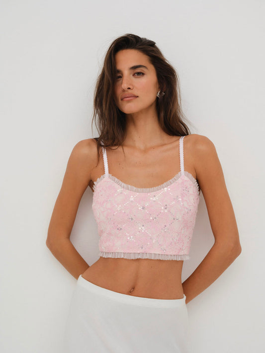 For Love and Lemons - Isabeau Sleep Top - Pink
