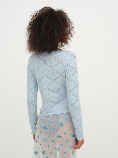 For Love and Lemons - Coco Knit Cardigan - Baby Blue