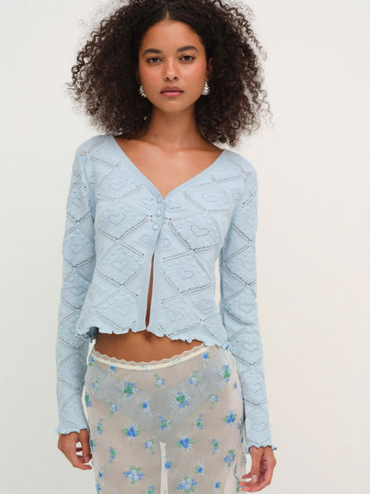 For Love and Lemons - Coco Knit Cardigan - Baby Blue