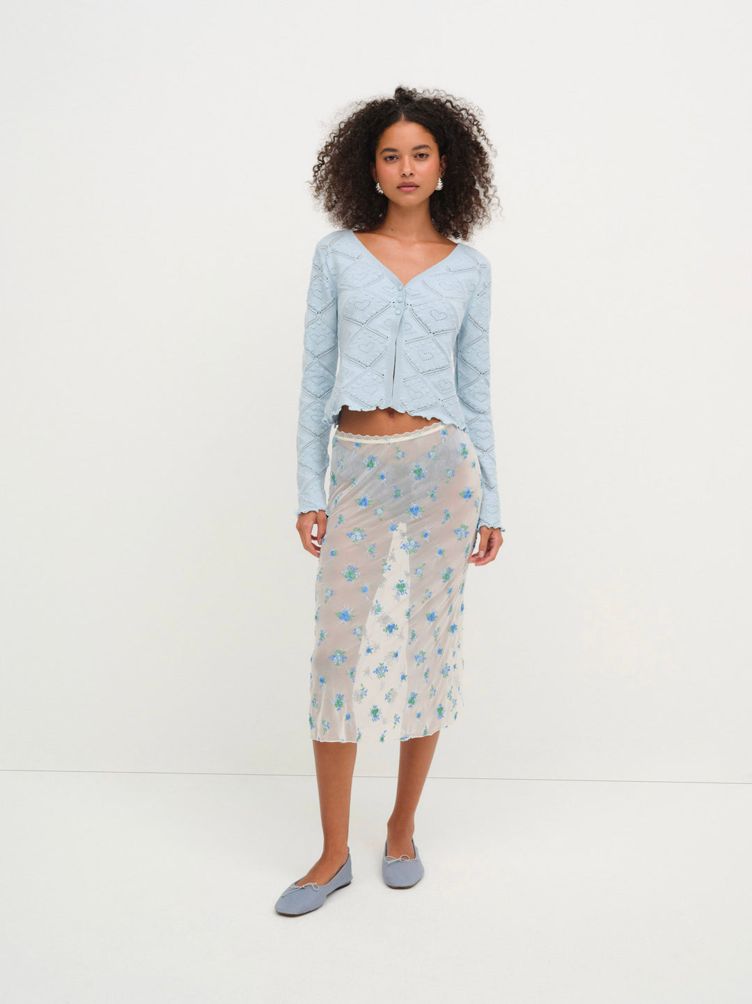 For Love and Lemons - Coco Knit Cardigan - Baby Blue