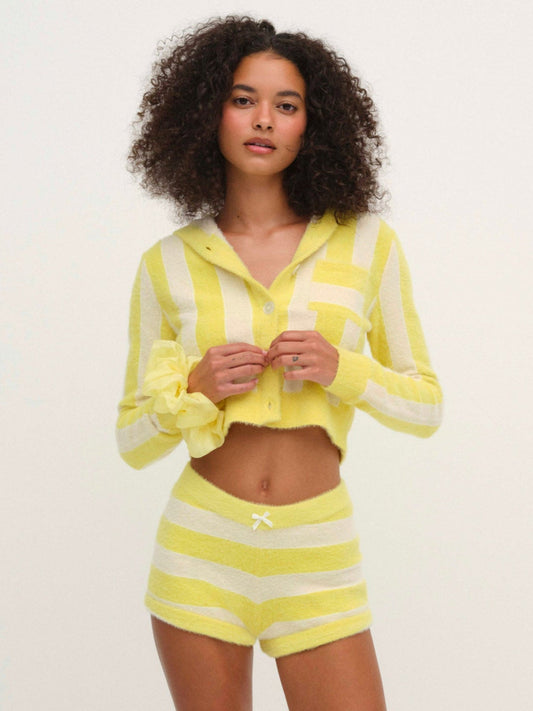 For Love and Lemons - Sleepy Stripe Shorts - Yellow