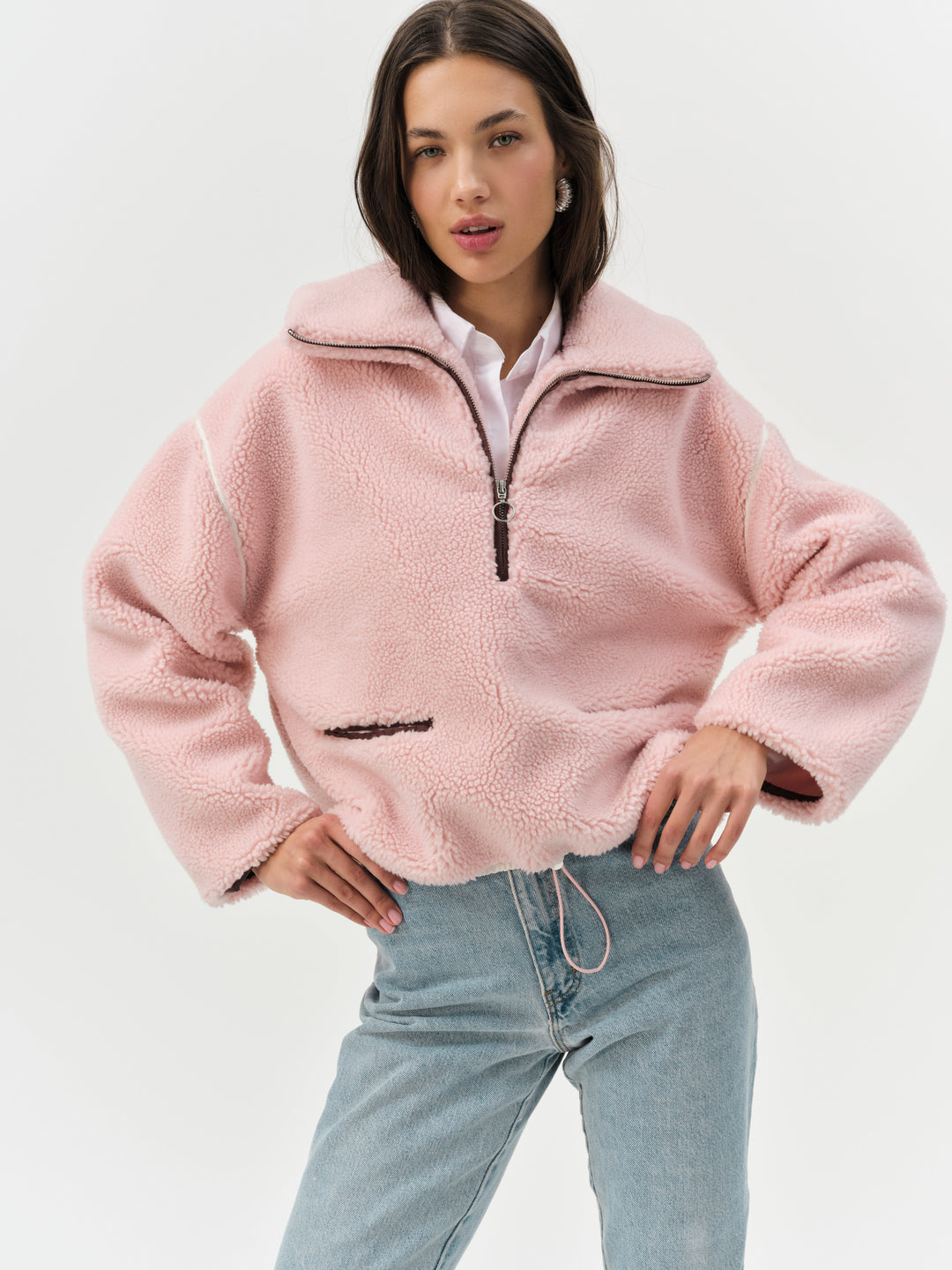 For Love and Lemons - Melody Pullover Sherpa Jacket - Pink