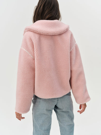 For Love and Lemons - Melody Pullover Sherpa Jacket - Pink