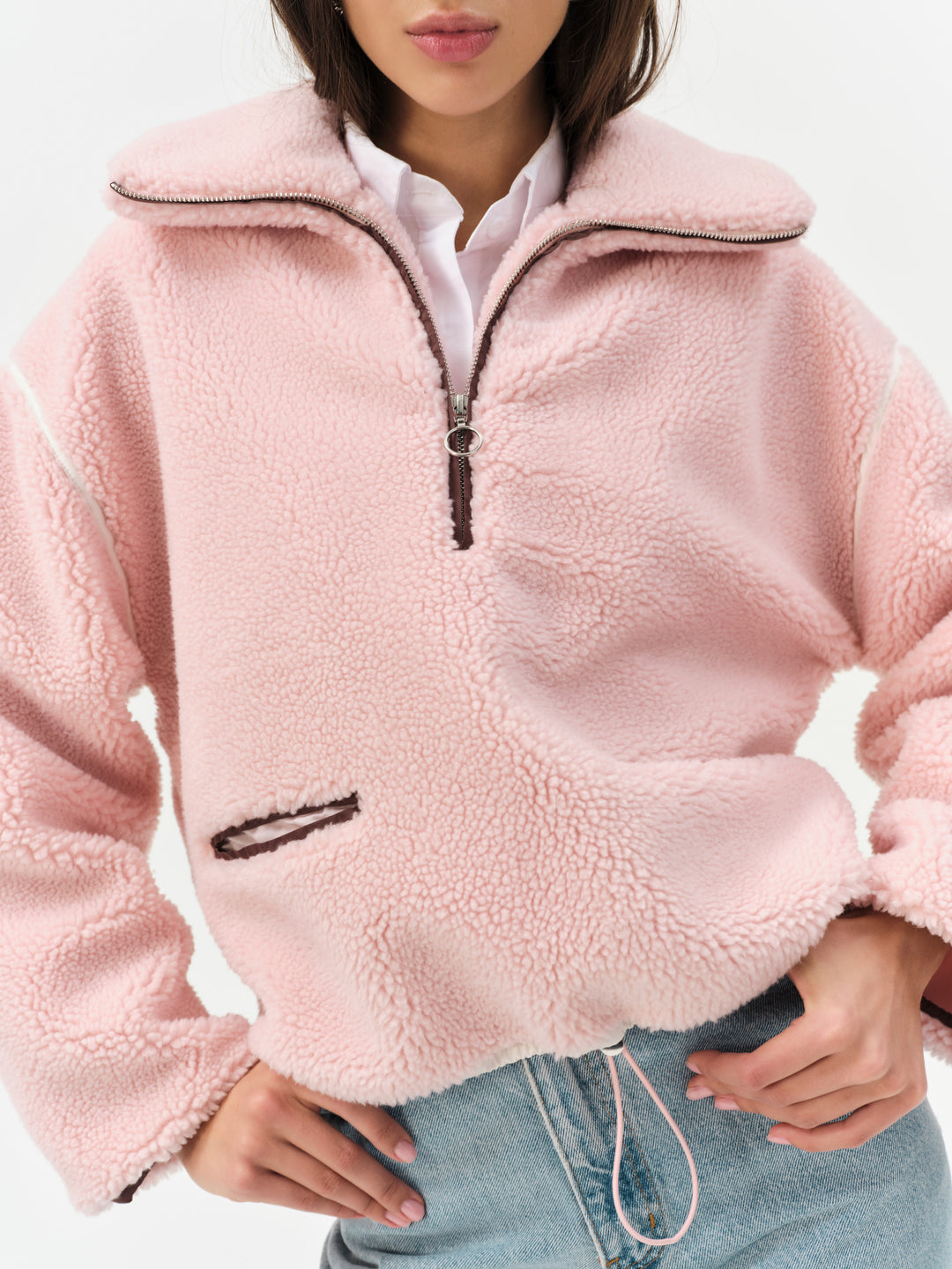 For Love and Lemons - Melody Pullover Sherpa Jacket - Pink