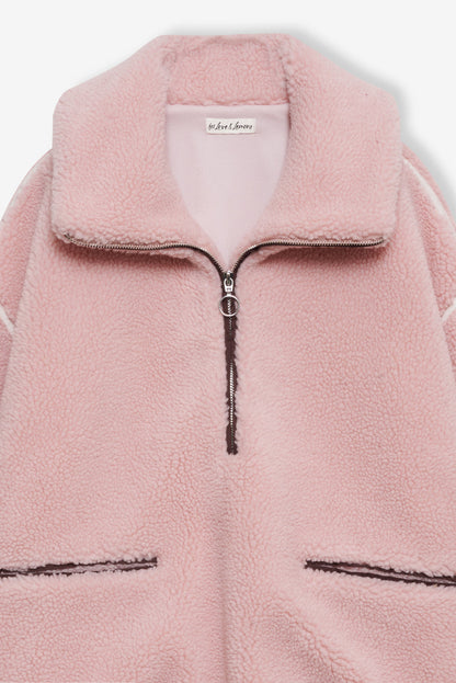 For Love and Lemons - Melody Pullover Sherpa Jacket - Pink