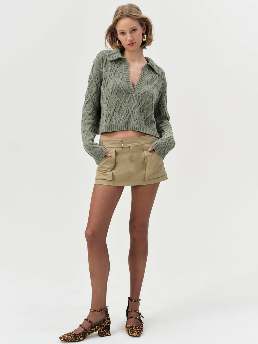 For Love and Lemons - Madison Chenille Polo - Green