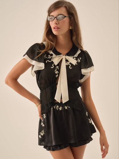 For Love and Lemons - Emmie Chiffon Skort - Black