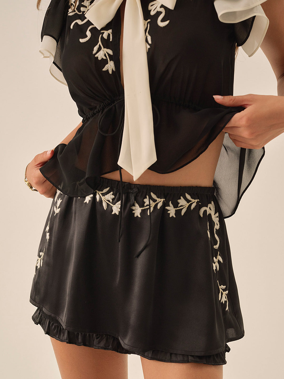 For Love and Lemons - Emmie Chiffon Skort - Black